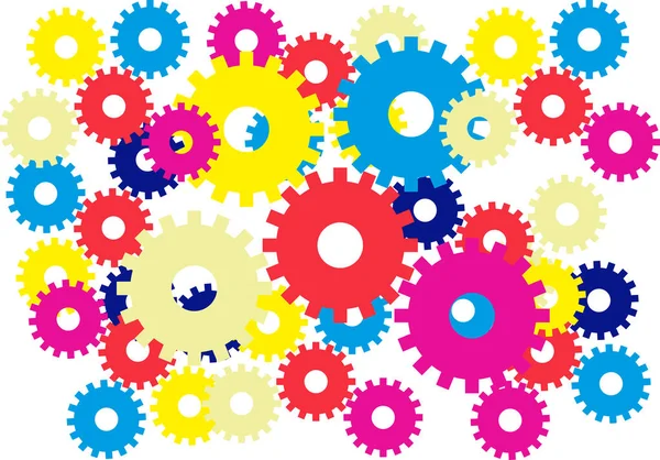 Colour Gears White Background — Stock Photo, Image