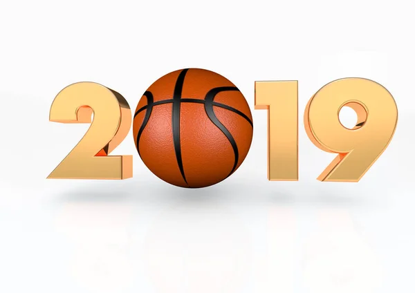 Rendering 2019 Con Pallone Basket — Foto Stock