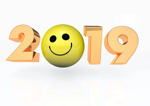 Renderização 2019 Com Happy Face — Fotografia de Stock