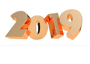 beyaz üzerine 2019 3d render