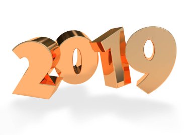 beyaz üzerine 2019 3d render