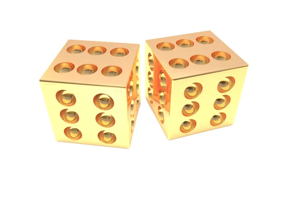 Gold Dice Render — Stock Photo, Image