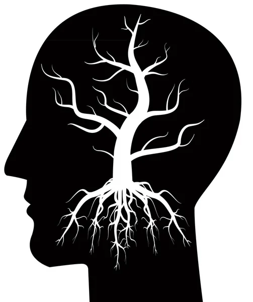 Silhouette Tête Homme Avec Arbre Inversé — Photo