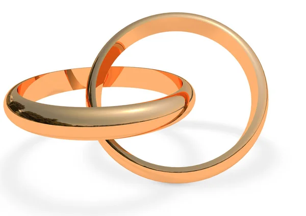 Gold Wedding Rings Render — Stock Photo, Image