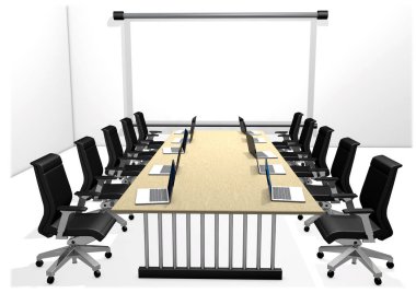 Boardroom masa sandalye ve ekran ile