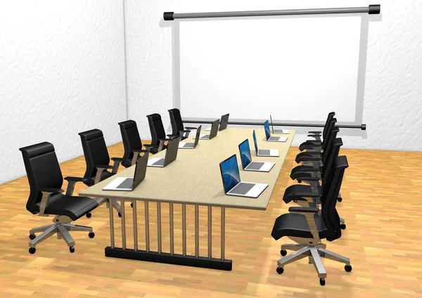 Boardroom masa sandalye ve ekran ile