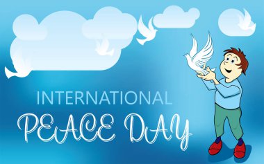 21. Bölüm Uluslararası Barış Günü. İllüstrasyon konsepti barış dünyasını sunar. Vektör illüstrasyonu.