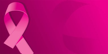 Göğüs kanseri farkındalığı ayı posteri. Pembe kurdele. Vektör illüstrasyonu.