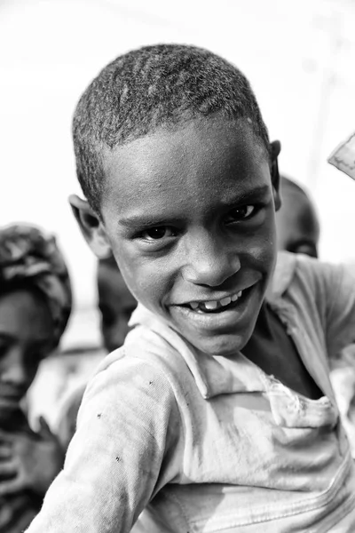 Etiopia Danakil Circa Gennaio 2018 Bambino Non Identificato Fuori Dalla — Foto Stock