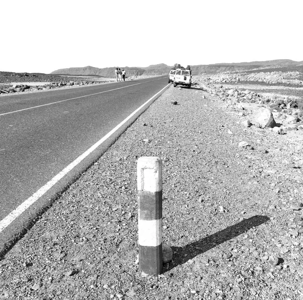 Danakil Ethiopia Africa Land Afar Rock Desert Asphalt Street Empty — Stock Photo, Image