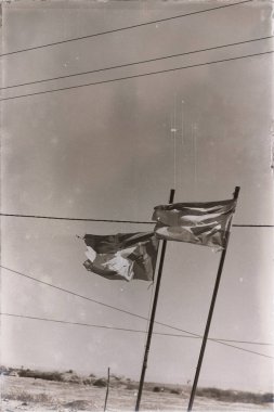 renkli bayrak havada sallayarak Etiyopya Afrika'da