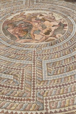 Paphos Kıbrıs'ta antik Roma döneminde eski mozaik berbat eski medeniyet