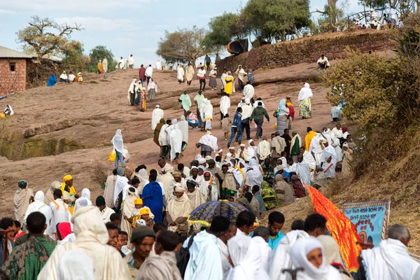 Etiopía Lalibela Circa Enero 2018 Personas Identificadas Multitud Del Genna — Foto de Stock