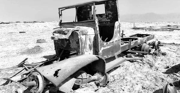 Danakil Ethiopia Africa Old Italian Village Rusty Antique Car Hot — Stock Photo, Image