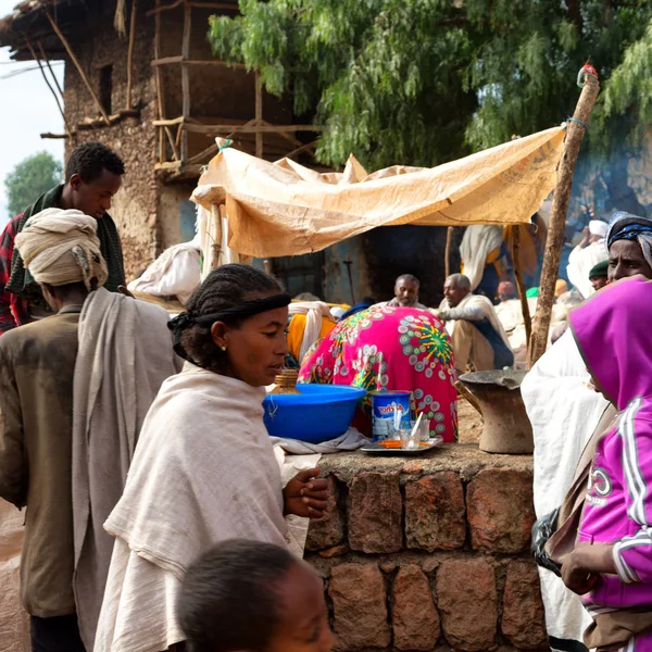 Etiopía Lalibela Circa Enero 2018 Personas Identificadas Multitud Del Genna — Foto de Stock