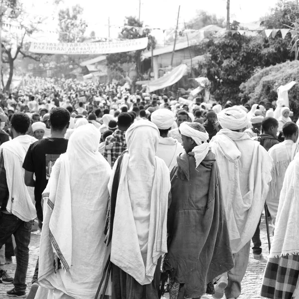 Etiopía Lalibela Circa Enero 2018 Personas Identificadas Multitud Del Genna — Foto de Stock