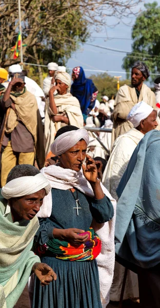 Ethiopia Lalibela Circa January 2018 Unidentified People Crowd Genna Celebratio — Stock Photo, Image