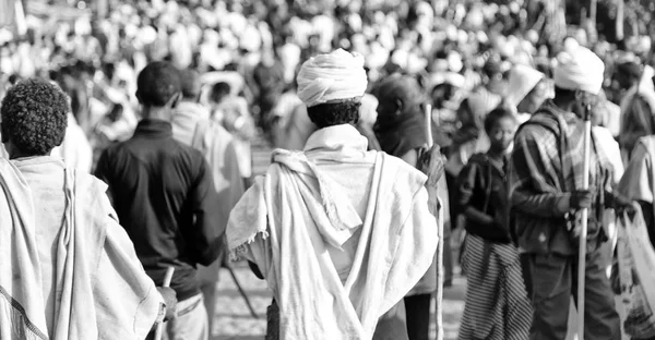 Etiópia Lalibela Circa Janeiro 2018 Pessoas Não Identificadas Multidão Genna — Fotografia de Stock