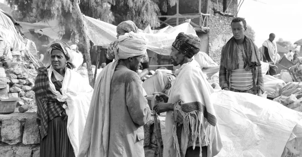 Etiópia Lalibela Január 2018 Ismeretlen Emberek Piacon Genna Vezérelhető Celebratio — Stock Fotó