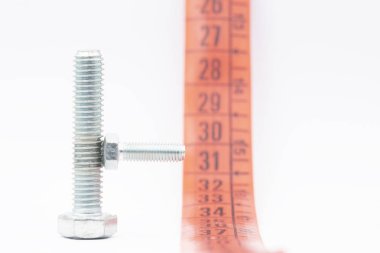 Erkek erction soyut kavram gibi beyaz boşluk içinde vida set ve penis büyütmek