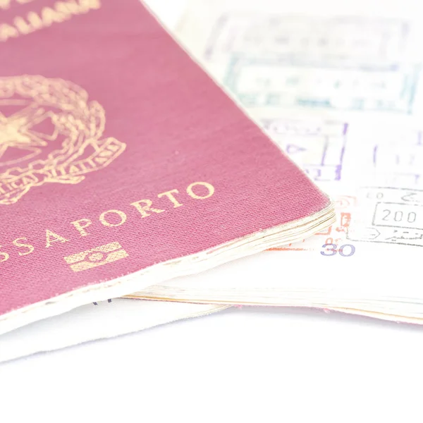 Blur Útlevél Fehér Háttérben Mint Visa Travel Szabadság Sok Fogalma — Stock Fotó