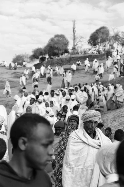 Ethiopia Lalibela Circa January 2018 Unidentified People Crowd Genna Celebratio — Stock Photo, Image