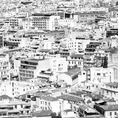 Avrupa Atina'da Akropolis eski mimari ve yeni bina şehir görüntüsü