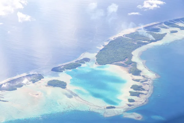 Polinesia Moorea Vista Del Arrecife Desde Nube Del Avión Océano — Foto de Stock