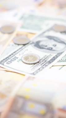 dolar euro ve sikke para arka plan bulanık gibi farklar başarı refah ve işletme kavramı