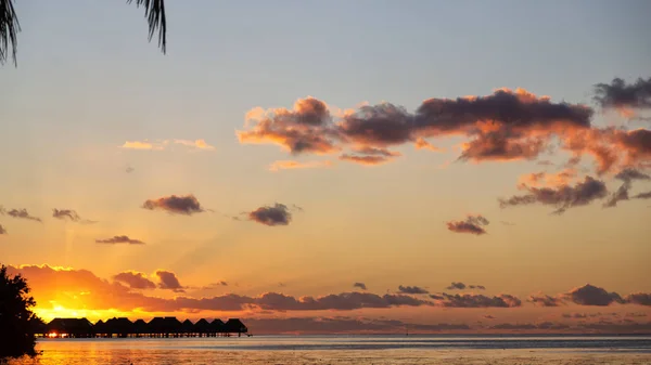 Polynesia Bora Bora Jako Západ Slunce Pobřeží Resort Paradise Koncept — Stock fotografie