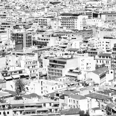 Avrupa Atina'da Akropolis eski mimari ve yeni bina şehir görüntüsü