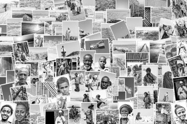 Etiyopya, Danakil-Ocak 2018--kimliği belirsiz kişi drom yaklaşık bir patchword kendi görüntüleri