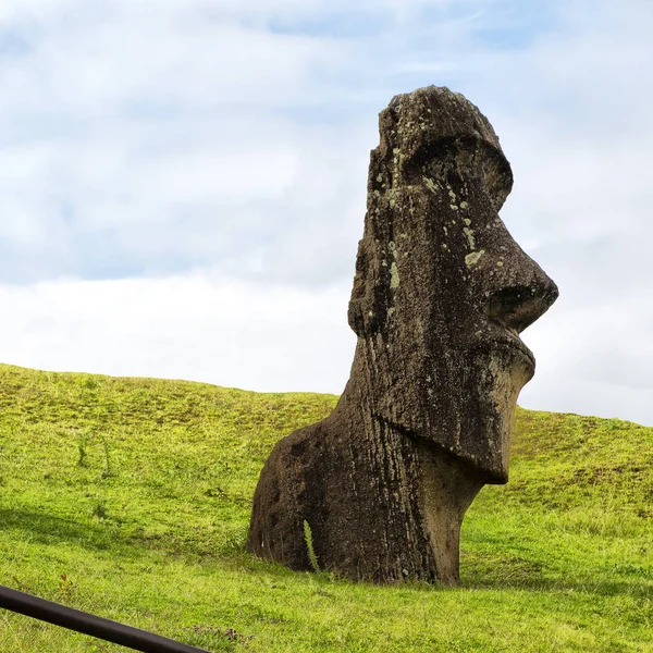 Rosto de pedra na ilha de páscoa. antiga estátua de moai. símbolo de  viagens famoso.