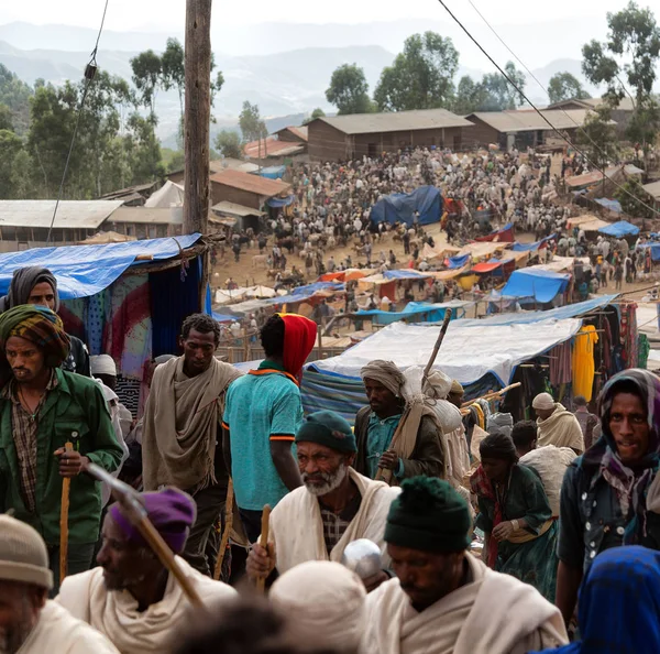 Etiopía Lalibela Circa Enero 2018 Personas Identificadas Multitud Del Genna — Foto de Stock