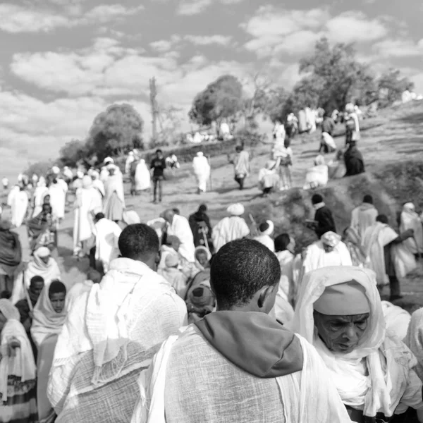 Ethiopie Lalibela Circa Janvier 2018 Personnes Non Identifiées Dans Foule — Photo