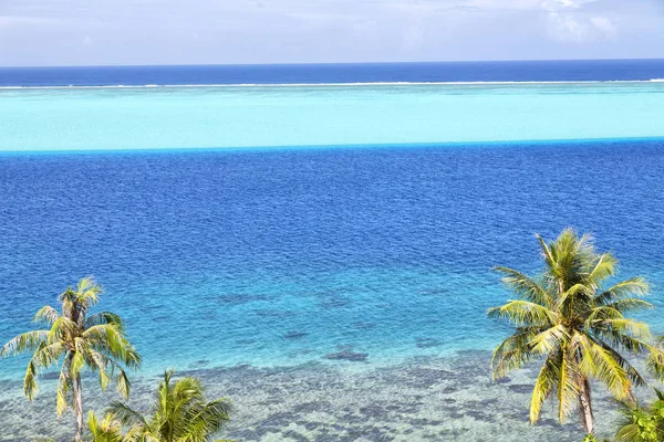 Polynesia Bora Bora View Coastline Lagoon Palm Paradise Concept Rela — Stock Photo, Image