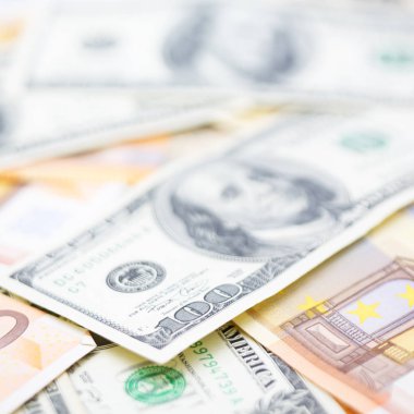 bulanık dolar ve euro banknot, refah ve iş başarı kavramı yakından görmek