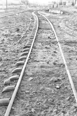 Afrika Etiyopya'da gündoğumu ışığında tren yol gibi arka plan