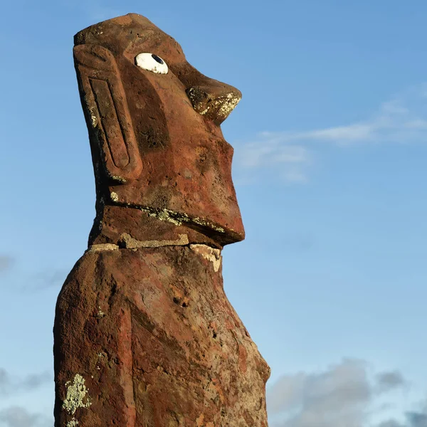 Chile Rapa Nui Antica Misteriosa Statua Muai Simbolo Antica Cultura — Foto Stock