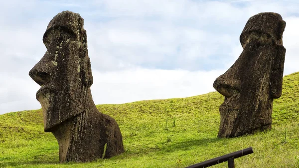 Şili Rapa Nui Bir Eski Kültür Antika Mysteriuos Muai Heykeli — Stok fotoğraf