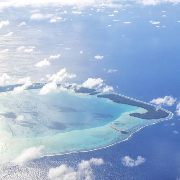 Polinézia Moorea Nézet Repülőgép Felhő Óceán Zátony — Stock Fotó