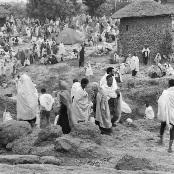 Etiyopya Lalibela Ocak 2018 Genna Celebratio Kalabalık Içinde Kimliği Belirsiz — Stok fotoğraf