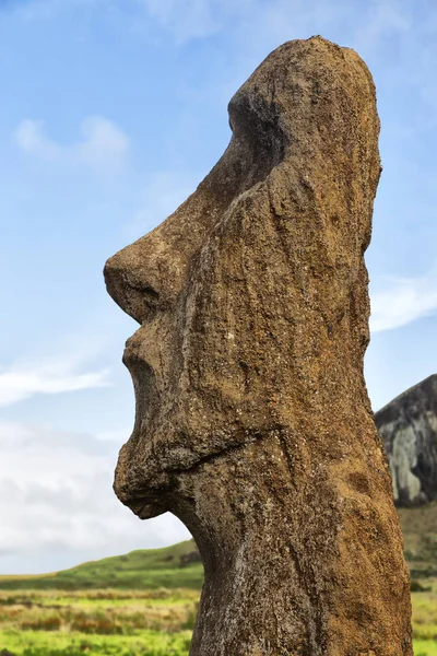 Şili Rapa Nui Bir Eski Kültür Antika Mysteriuos Muai Heykeli — Stok fotoğraf