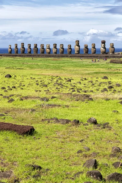 Dans Chile Rapa Nui Antique Mystérieux Muai Statue Symbole Ancien — Photo