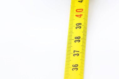 Diyet ve uzunluğu aracı ve kopya spac kavramı gibi beyaz ışık sarı şerit metre bulanıklık