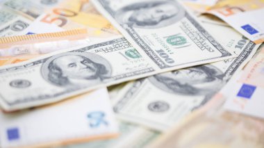 dolar ve euro para arka plan bulanık gibi farklar başarı refah ve işletme kavramı