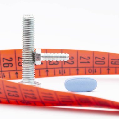 set of screw in the white space like abstract concept of male erction and enlarge penis and medicine