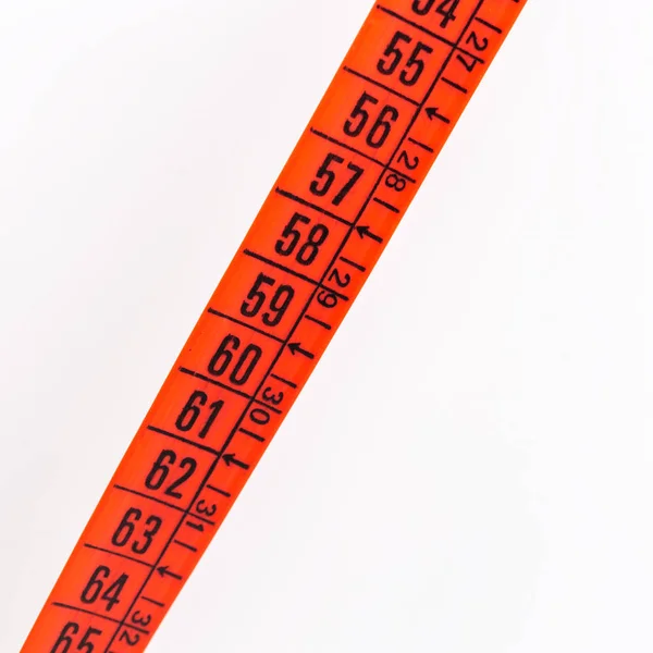 Blur Red Tape Measure White Light Concept Diet Lenght Tool — Stock Photo, Image