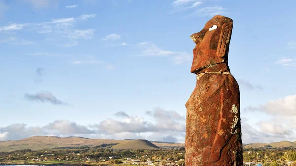 Chile Rapa Nui Antica Misteriosa Statua Muai Simbolo Antica Cultura — Foto Stock