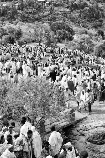 Etiopía Lalibela Circa Enero 2018 Personas Identificadas Multitud Del Genna — Foto de Stock